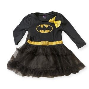 Baby Girl Batgirl Halloween Costume Dress with Sparkly Tutu and Cape